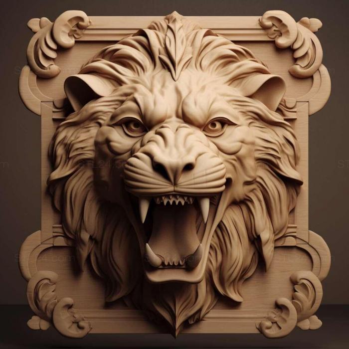 Nature and animals (LIONS MUZZLE 1, NATURE_3161) 3D models for cnc